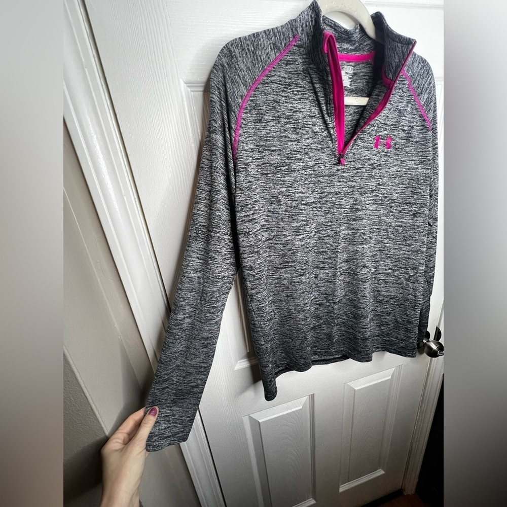 Under Armour Men’s Medium Heat Gear Loose Fit 1/4 Zip Long Sleeve Gray Top M - Picture 5 of 12